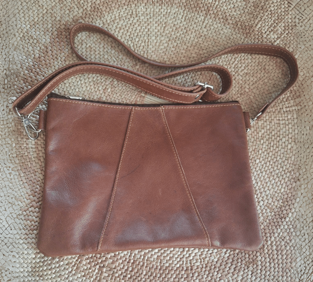 Zip Sling Bag – Brown Leather